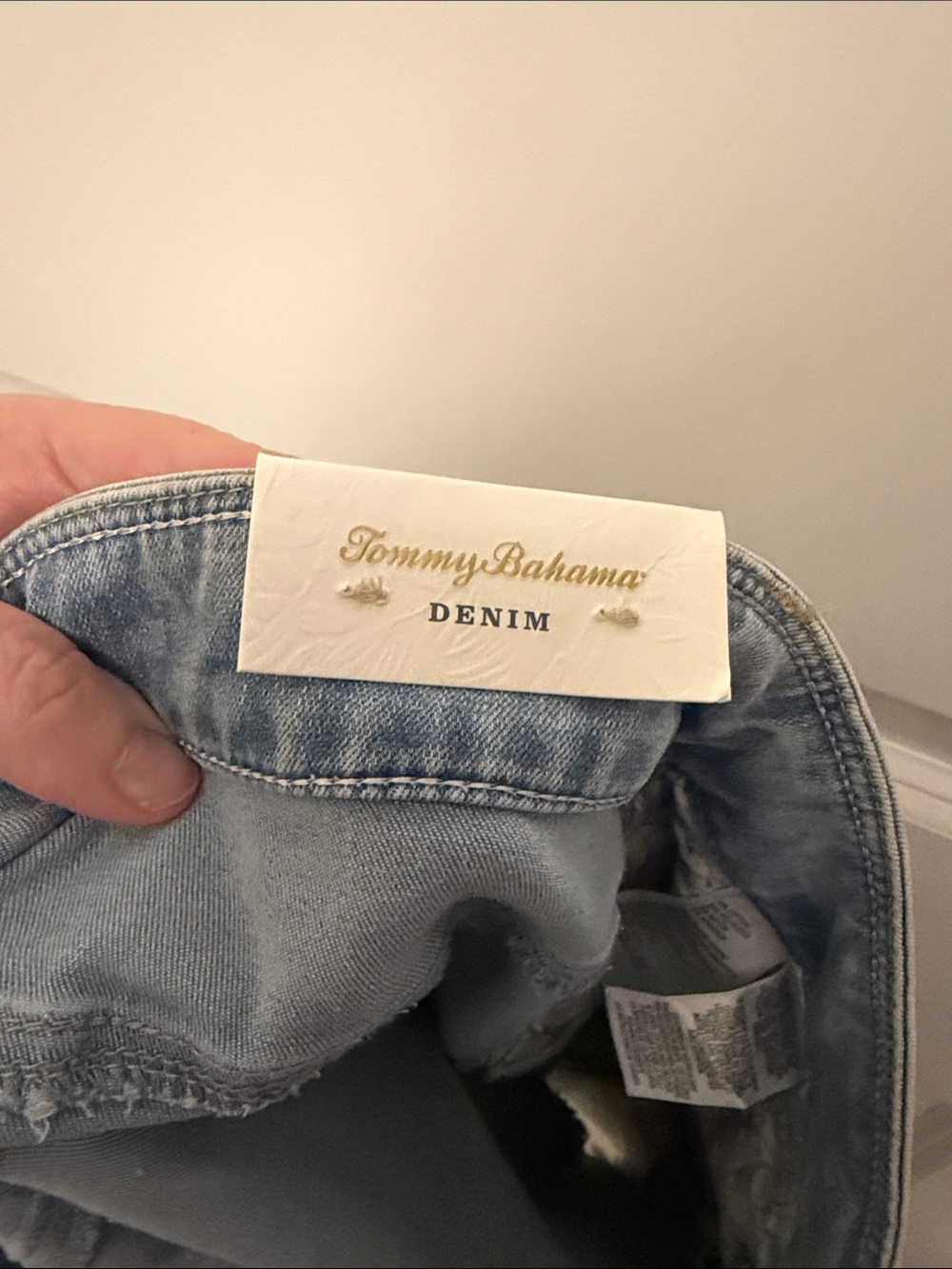 Tommy Bahama Light Blue Denim Mini Skirt with Frayed Hem - Picture 6 of 8